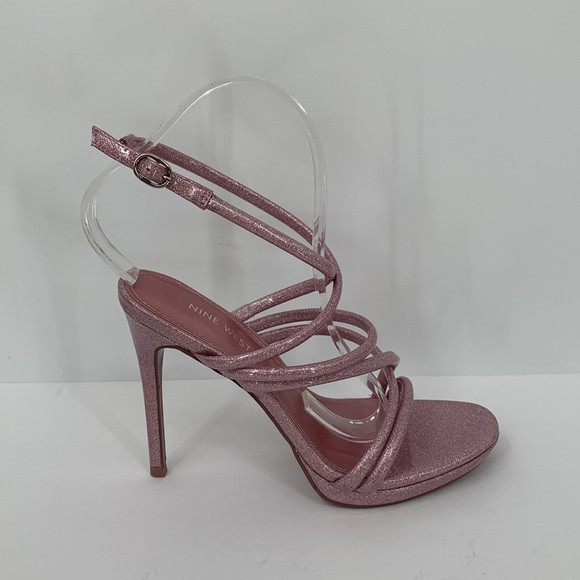 Nine West Shoes - Nine West Loomay strappy platform stiletto sandals pink glitter shoe heel 8